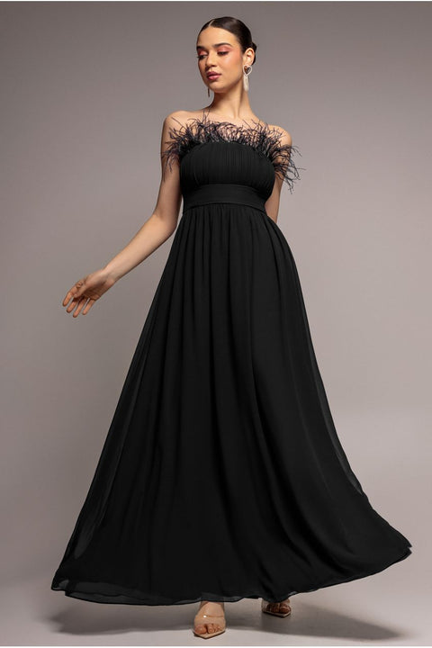 Goddiva Bridesmaids Chiffon Maxi Dress - Black