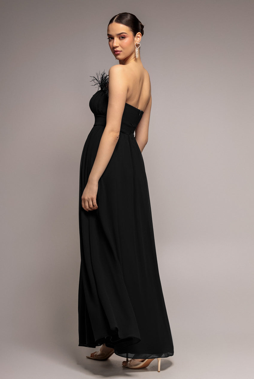 Goddiva Bridesmaids Chiffon Maxi Dress - Black