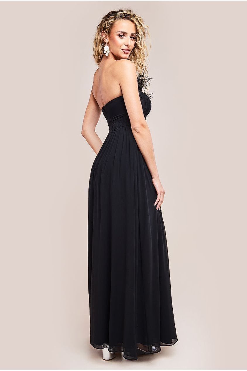 Goddiva Bridesmaids Chiffon Maxi Dress - Black