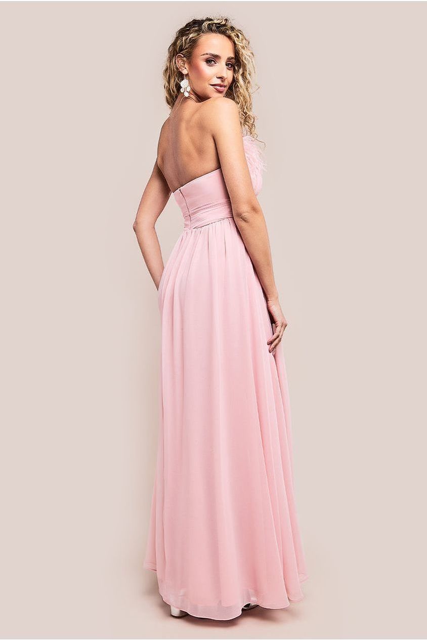 Goddiva Bridesmaids Chiffon Maxi Dress - Blush