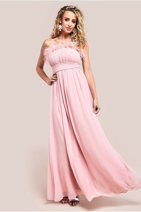 Goddiva Bridesmaids Chiffon Maxi Dress - Blush