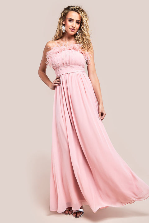 Goddiva Bridesmaids Chiffon Maxi Dress - Blush