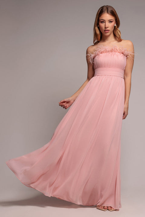 Goddiva Bridesmaids Chiffon Maxi Dress - Blush