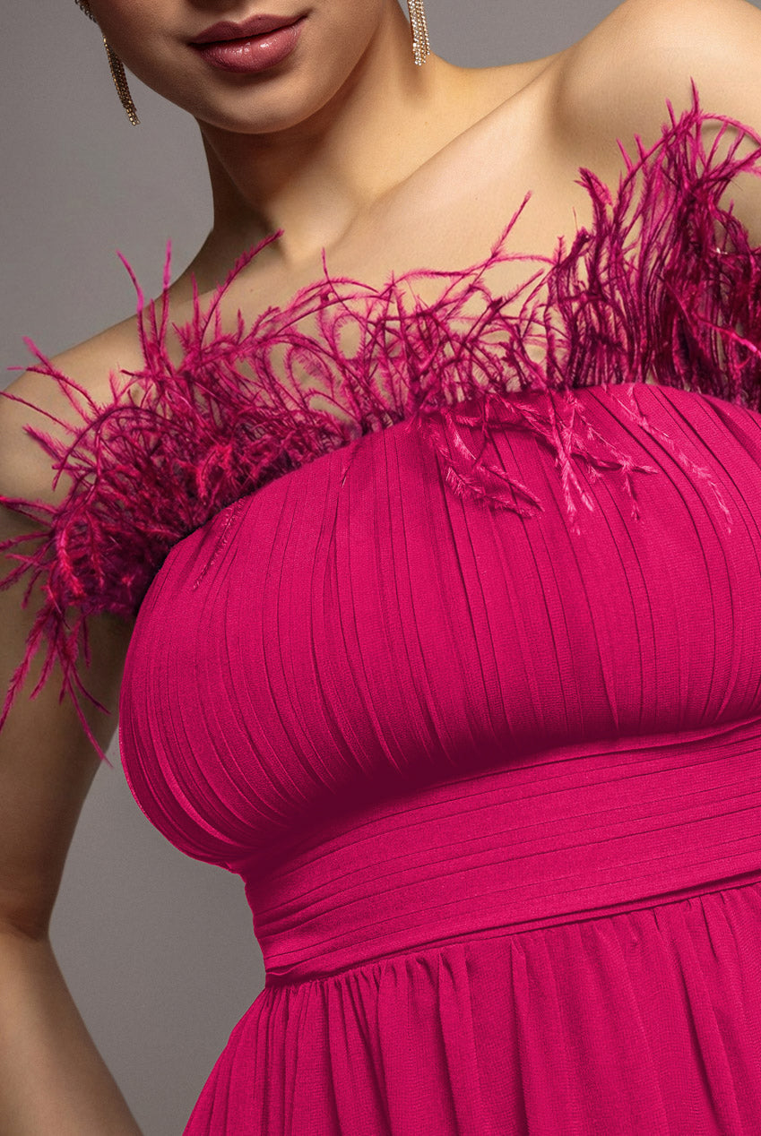 Goddiva Bridesmaids Chiffon Maxi Dress - Hot Pink