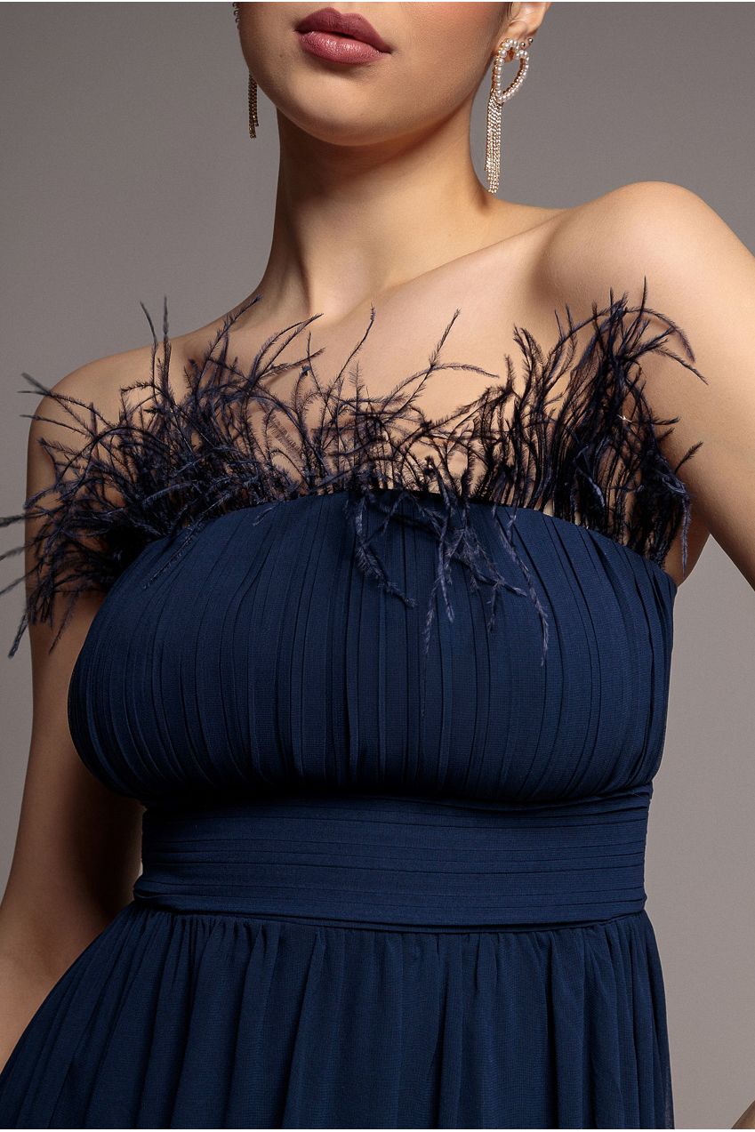 Goddiva Bridesmaids Chiffon Maxi Dress - Navy
