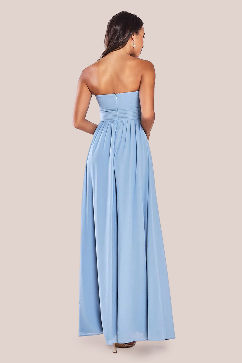 Goddiva Bridesmaids Chiffon Maxi Dress - Blue