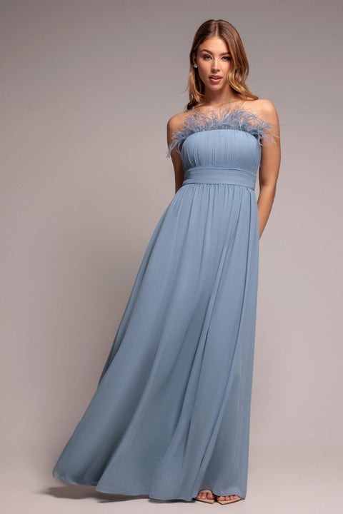 Goddiva Bridesmaids Chiffon Maxi Dress - Blue