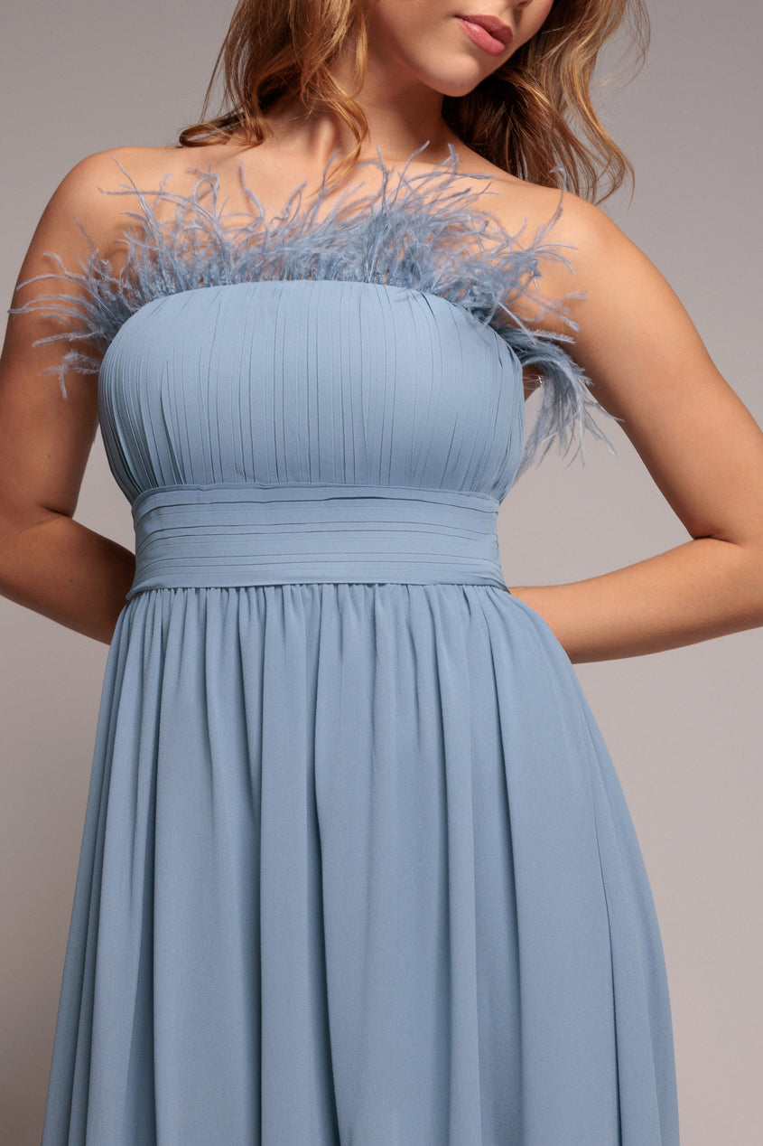 Goddiva Bridesmaids Chiffon Maxi Dress - Blue