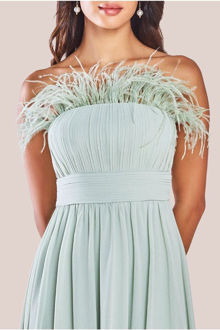 Goddiva Bridesmaids Chiffon Maxi Dress - Sage Green