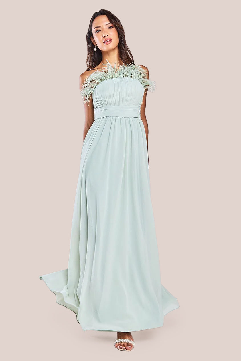 Goddiva Bridesmaids Chiffon Maxi Dress - Sage Green