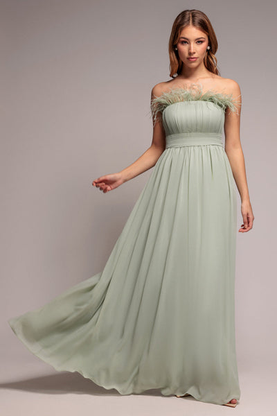 SageGreen - Goddiva Bridesmaids Chiffon Maxi Dress - Sage Green