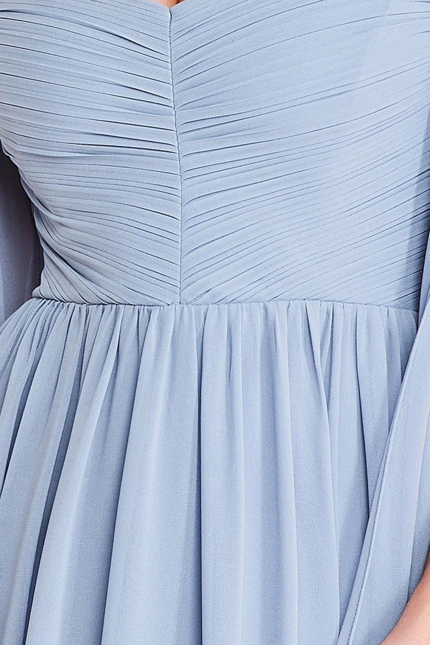 Goddiva Chiffon Off The Shoulder Maxi With Cape Sleeves - Blue