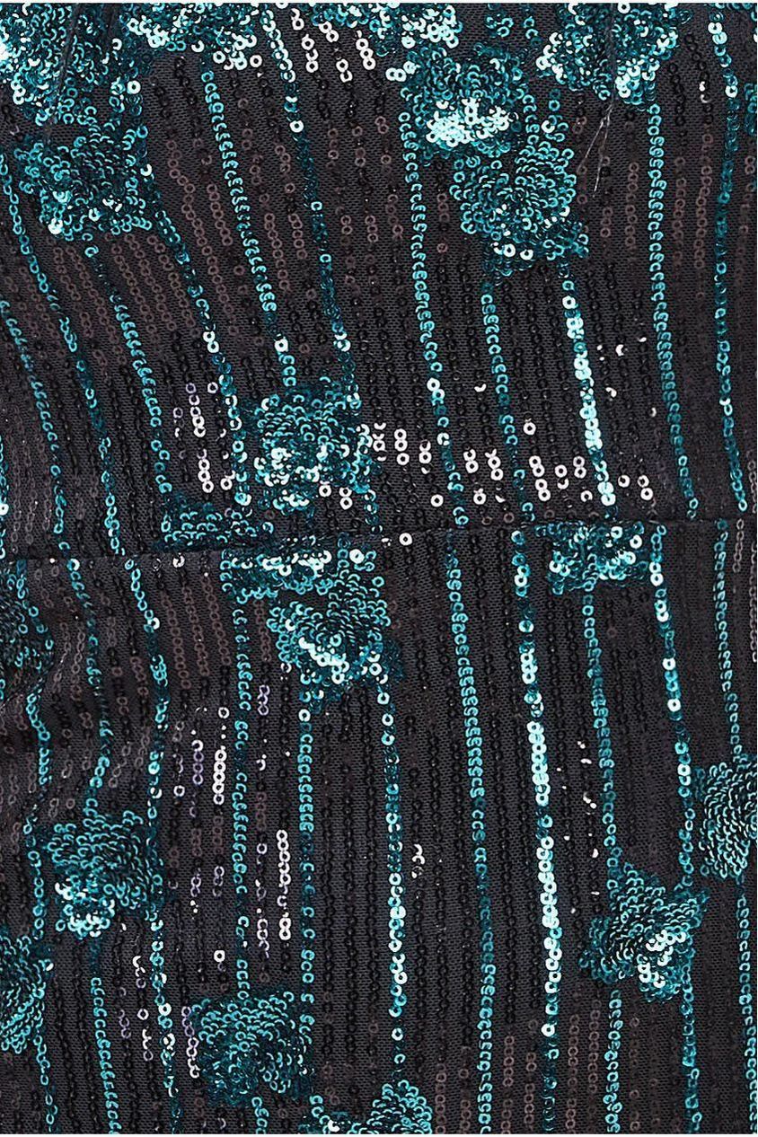 Goddiva Sequin And Feather Boobtube Maxi - Emerald