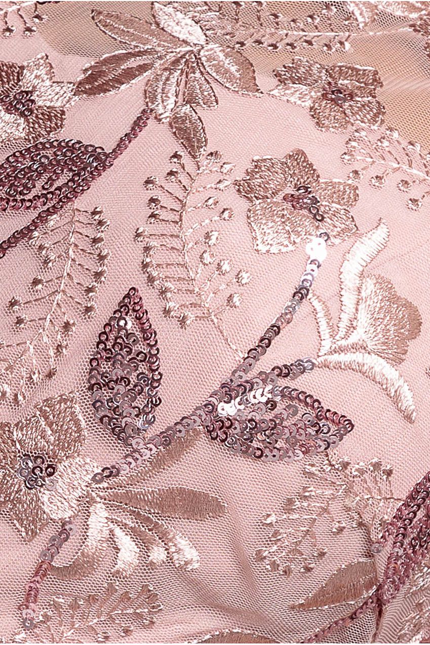 Goddiva Embroidered Top Chiffon Pleated Midi - Blush Pink
