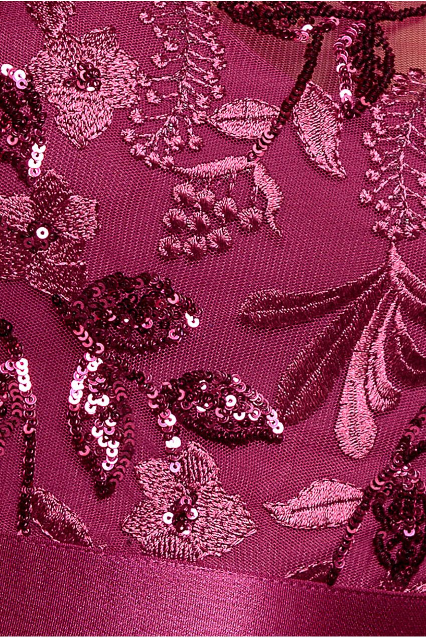Goddiva Embroidered Top Chiffon Pleated Midi - Magenta