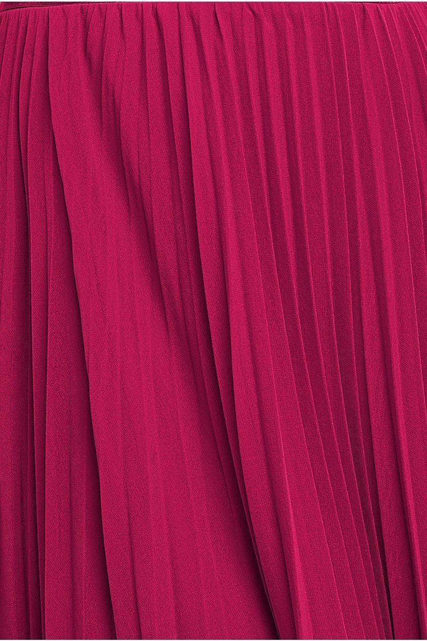 Goddiva Pleated Chiffon Off Shoulder Maxi Dress - Burgundy