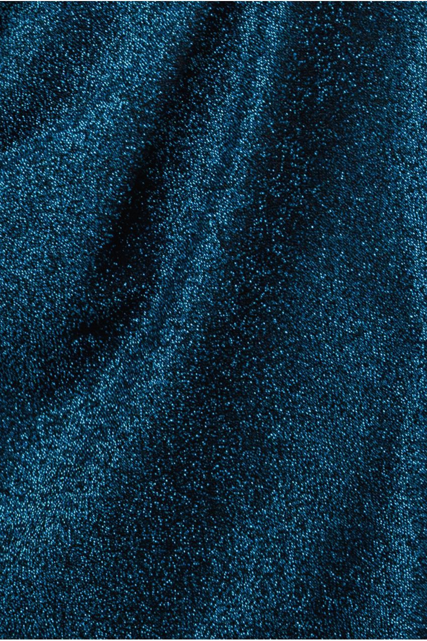 Goddiva One Sleeve Frill Lurex Midi Dress - Blue