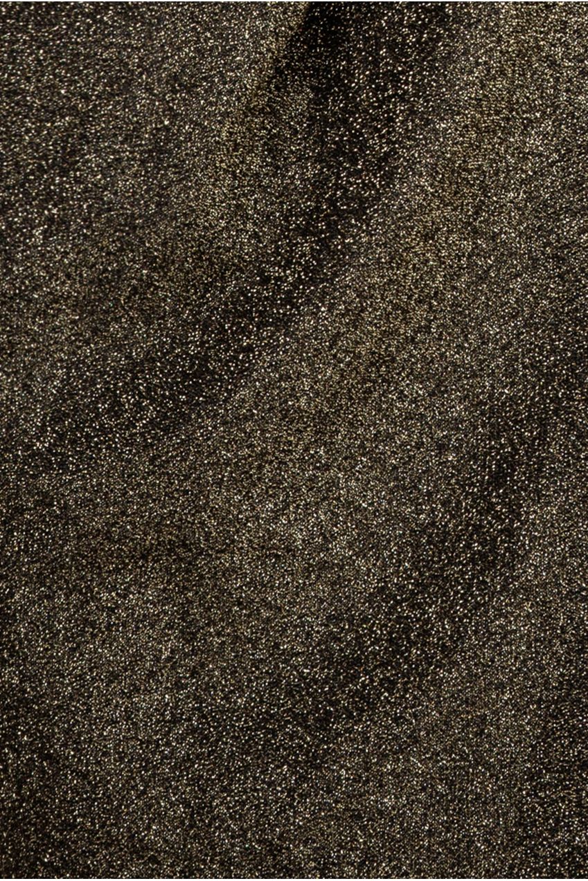 Goddiva One Sleeve Frill Lurex Midi Dress - Gold