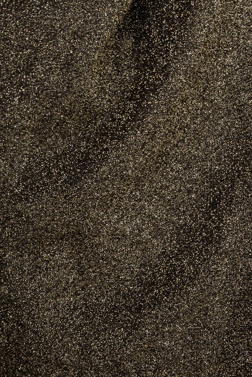 Goddiva One Sleeve Frill Lurex Midi Dress - Gold