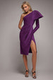 Goddiva One Sleeve Frill Lurex Midi Dress - Purple