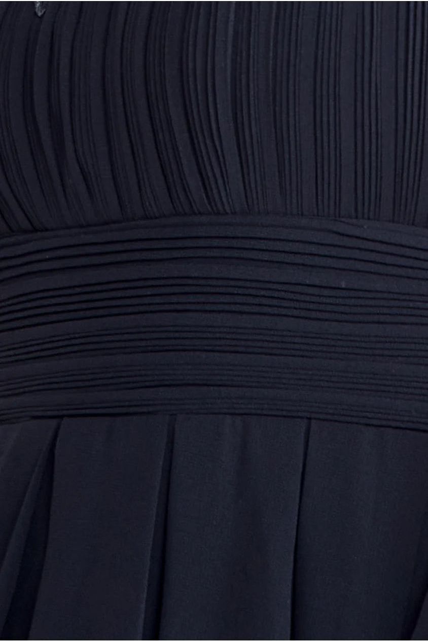 Goddiva Crochet & Pleated Top High Low Maxi - Black