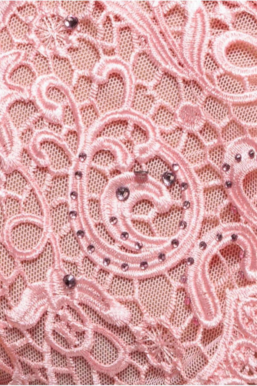 Goddiva Crochet & Pleated Top Midi Dress - Blush Pink