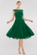 Goddiva Crochet & Pleated Top Midi - Emerald
