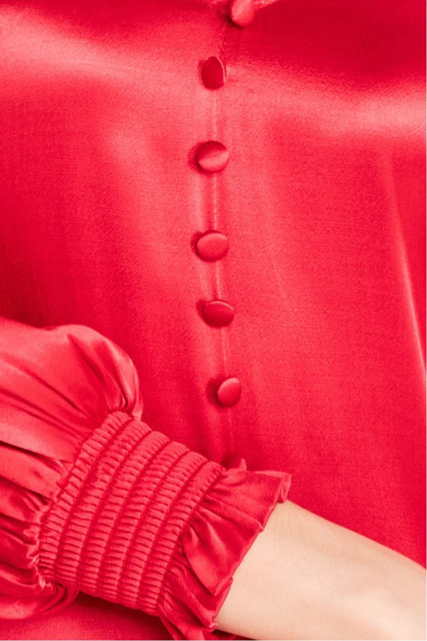 Goddiva Satin Viscose Front Split Maxi - Red