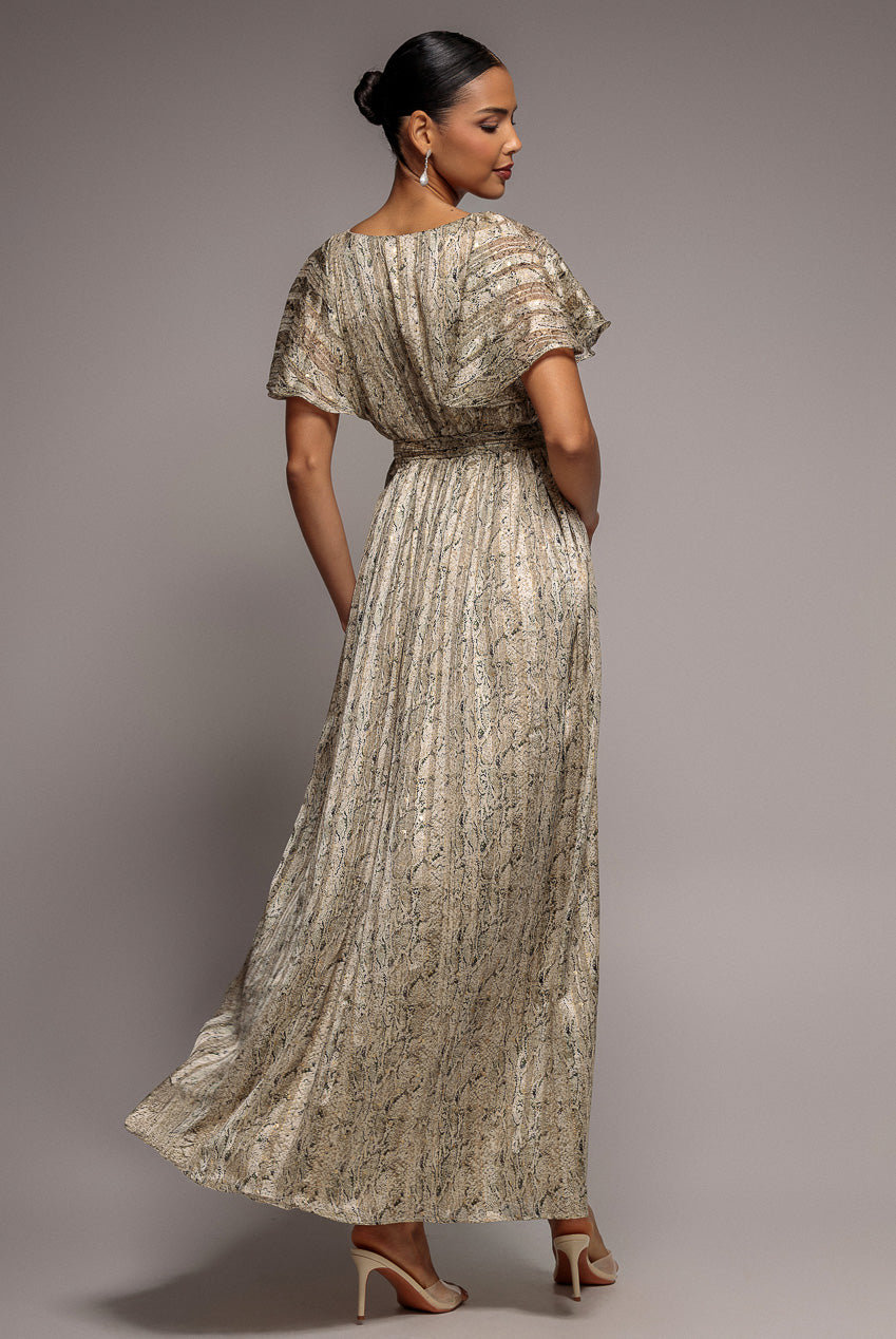 Goddiva Wrap Printed Chiffon Maxi Dress - Snakeprint