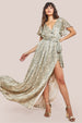 Goddiva Wrap Printed Chiffon Maxi Dress - Snakeprint
