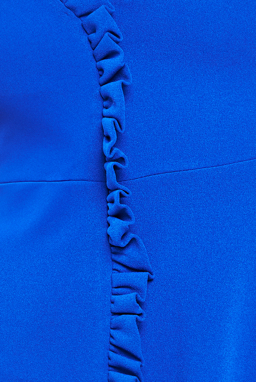 Goddiva Front Frill Flared Scuba Midi Dress - Royal Blue