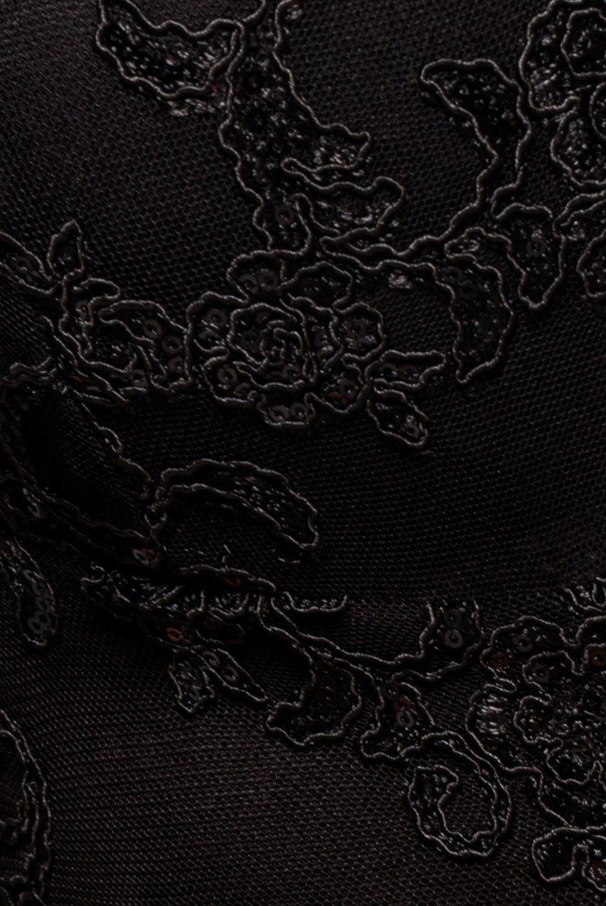 Goddiva Scalloped Lace Maxi Dress - Black