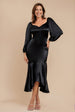 Goddiva Satin Viscose Front Buttoned Dipped Hem Midaxi Dress - Black