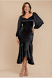 Goddiva Satin Viscose Front Buttoned Dipped Hem Midaxi Dress - Black