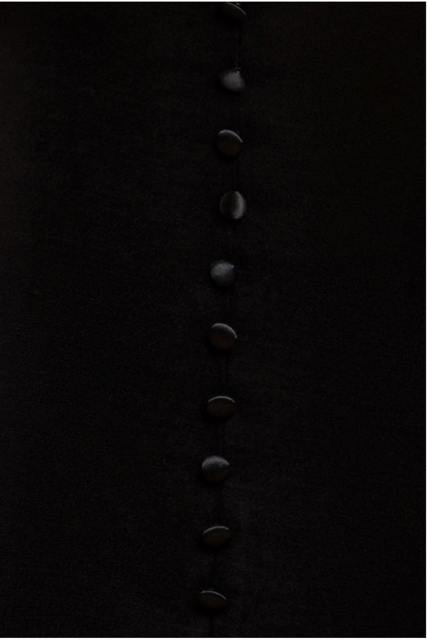 Goddiva Satin Viscose Front Buttoned Dipped Hem Midaxi Dress - Black