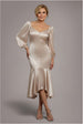 Goddiva Satin Viscose Front Buttoned Dipped Hem Midaxi Dress - Champagne