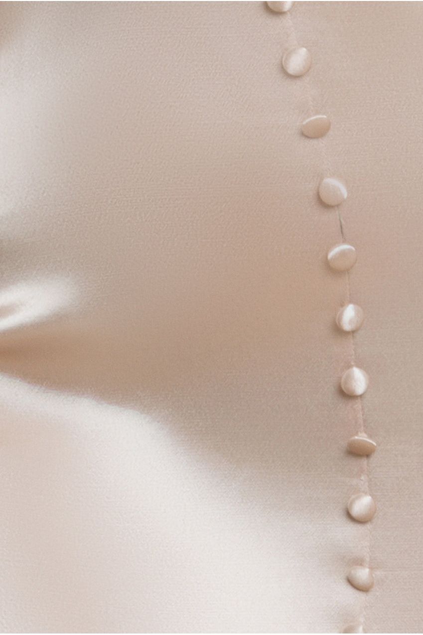 Goddiva Satin Viscose Front Buttoned Dipped Hem Midaxi Dress - Champagne