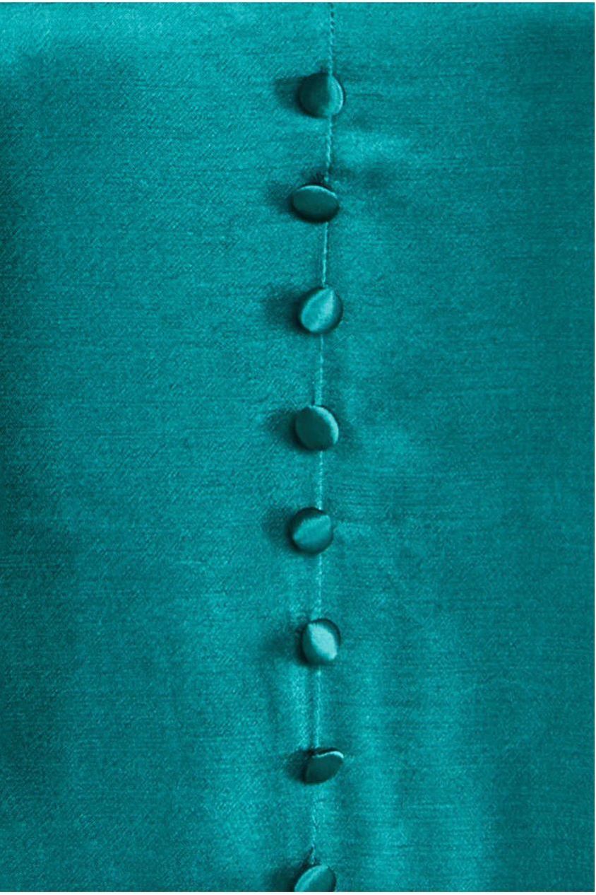 Goddiva Satin Viscose Front Buttoned Dipped Hem Midaxi Dress - Emerald