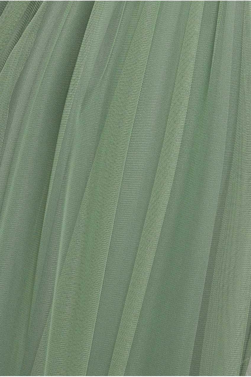 Goddiva Halter Neck Mesh Tie Maxi Dress - Dusty Sage