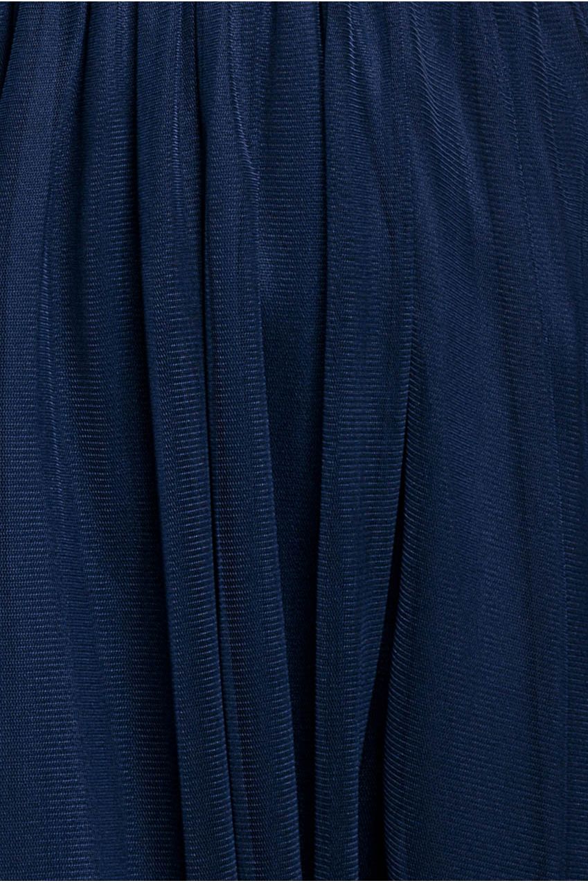 Goddiva Halter Neck Mesh Tie Maxi Dress - Navy Blue