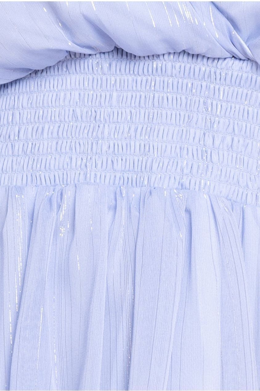 Goddiva Plus Plain Lurex Chiffon Tiered Midi Dress - Light Blue