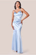 Goddiva Cowl Back Satin Maxi Dress - Blue