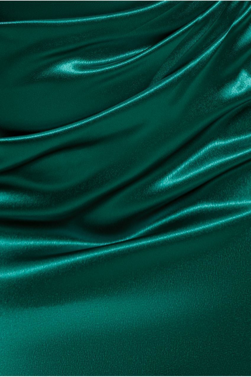 Goddiva Off Shoulder Satin Maxi With V Neck - Emerald