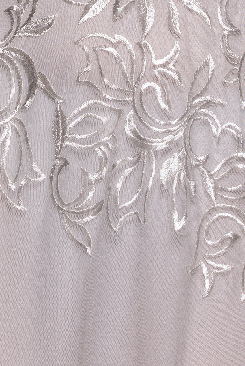 Goddiva Lace Flutter Sleeve Embroidered Mesh A Line Maxi Dress - White