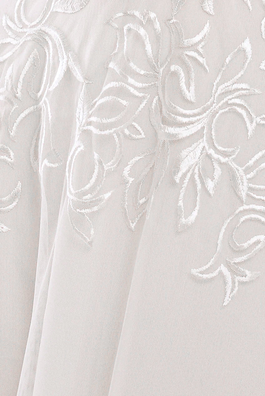 Goddiva Lace Flutter Sleeve Embroidered Mesh A Line Maxi Dress - White