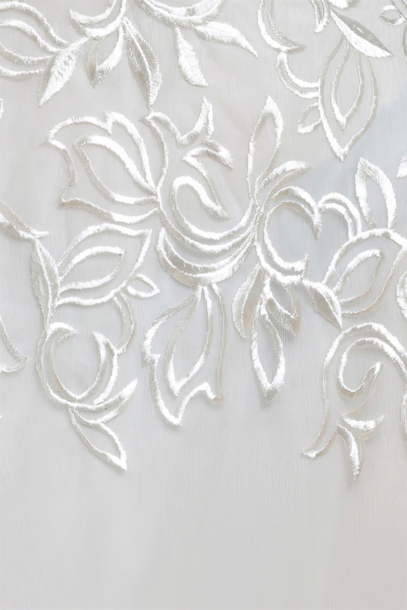 Goddiva Lace Flutter Sleeve Embroidered Mesh A Line Maxi Dress - White