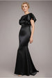 Goddiva Satin Flutter Sleeve Mermaid Maxi - Black
