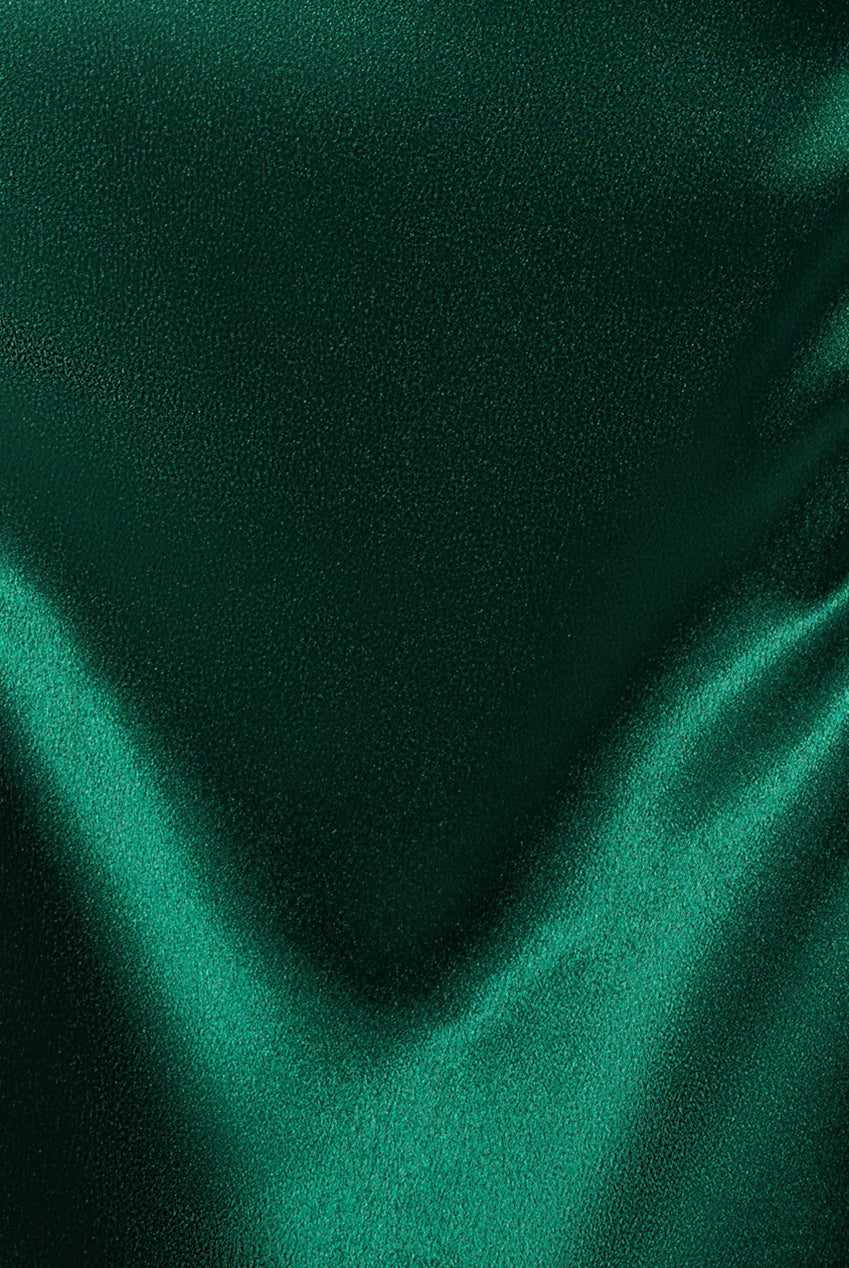 Goddiva Satin Flutter Sleeve Mermaid Maxi - Emerald Green