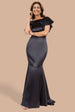 Goddiva Satin Flutter Sleeve Mermaid Maxi - Black