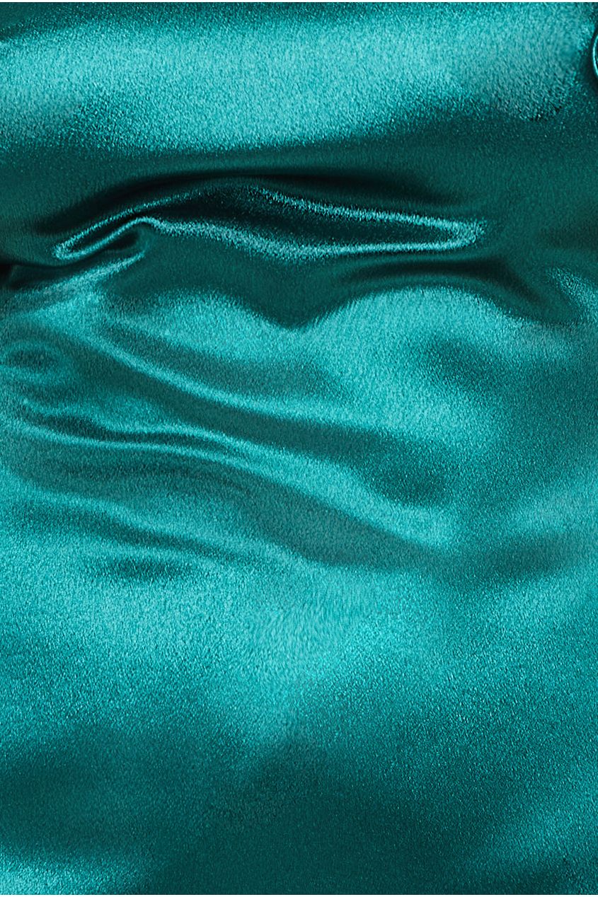 Goddiva Satin Flutter Sleeve Mermaid Maxi - Emerald